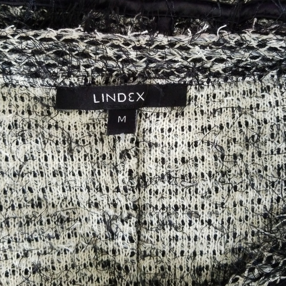 Lindex Open Front Fuzzy Black White Blazer - image 7